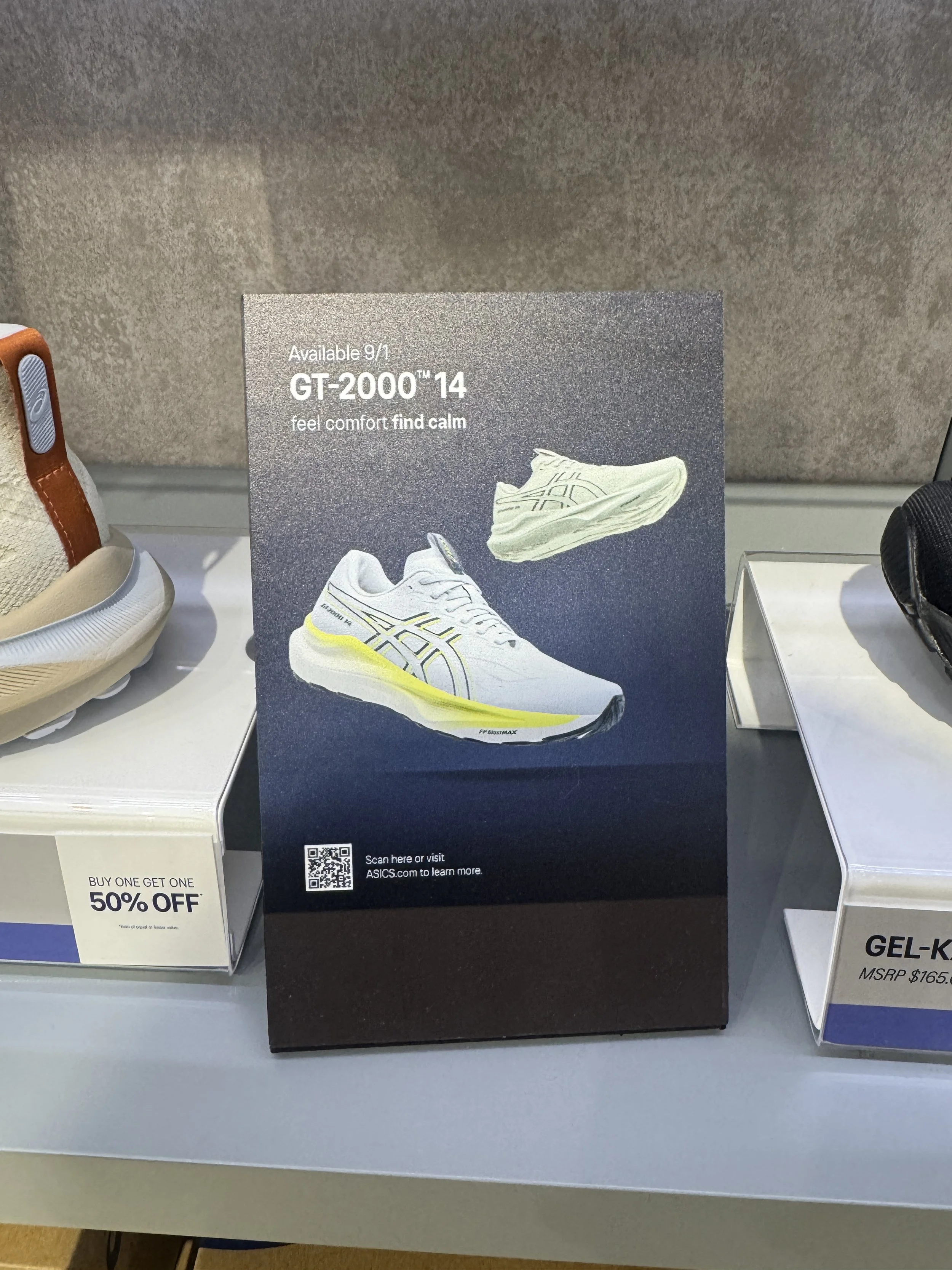 Final In-store shoe riser designed for ASICS to promote the launch and preorder of the GT-2000™ 14. (Design by Max Elliot/ASICS America)