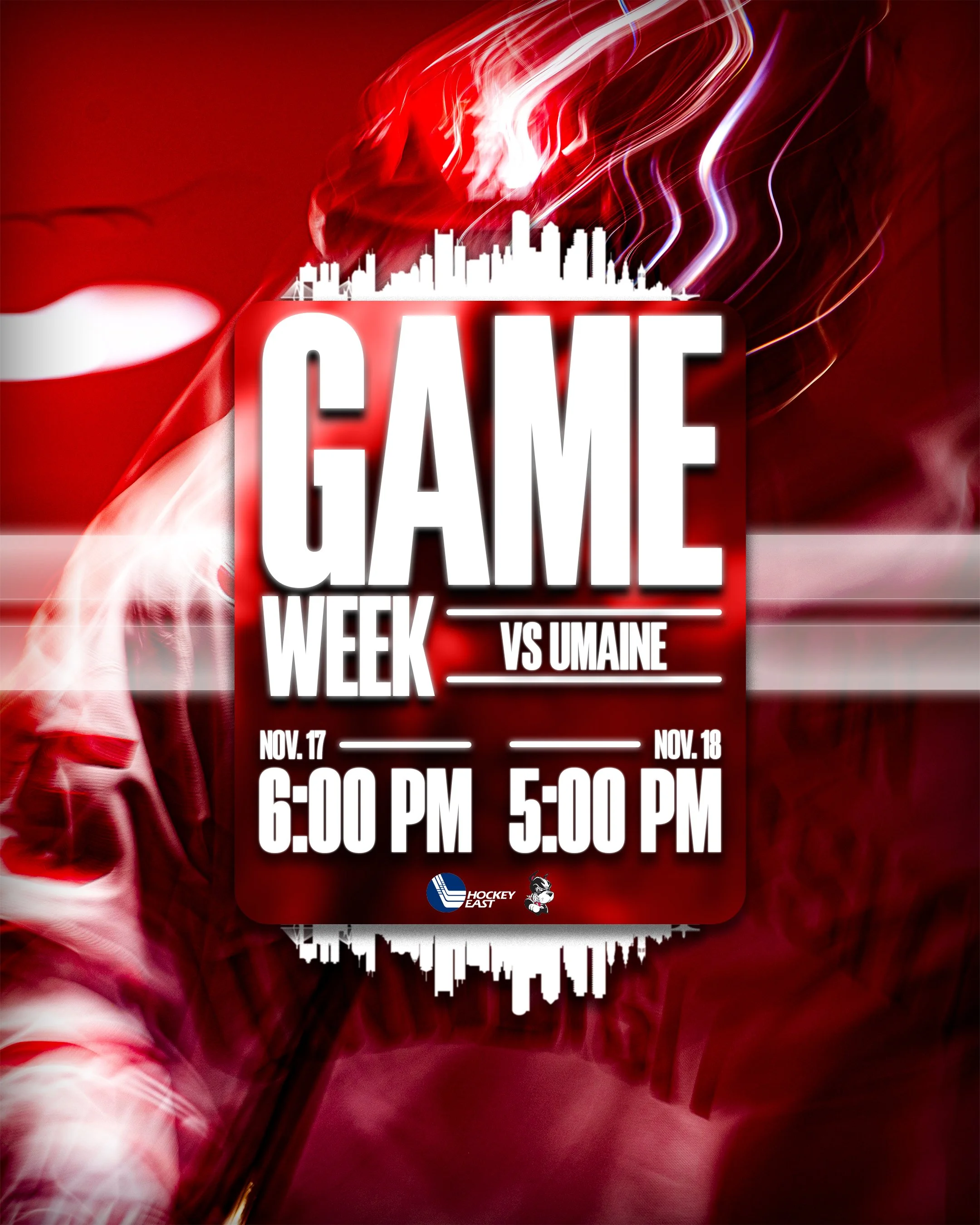 Game week promotional graphic created for Boston University Men’s Hockey ahead of their series vs. Maine. (Design by Max Elliot)