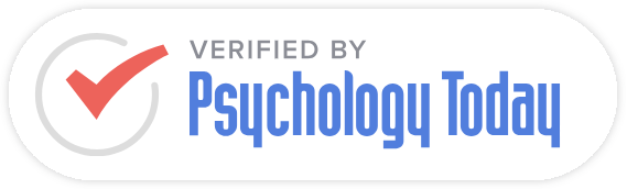 Verified by Psychology Today badge with a red checkmark and blue text