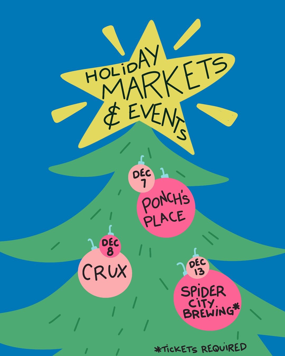 It&rsquo;s HOLIDAY MARKET time, and here&rsquo;s where I&rsquo;ll be! 🙌

Sat, Dec 7: @ponchsplace winter market

Sun, Dec 8: @cruxfermentationproject holiday market (INDOORS, where it&rsquo;s warm &amp; cozy!)

Sat, Dec 13: Cookie Decorating Fundrai