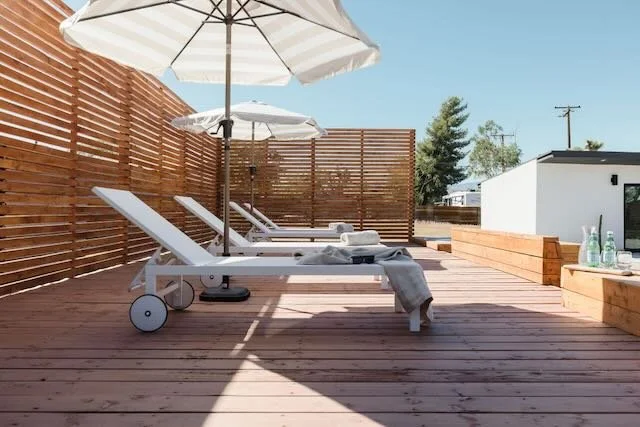 Exterior lounge chairs on deck