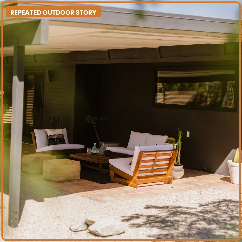 Covered patio lounge