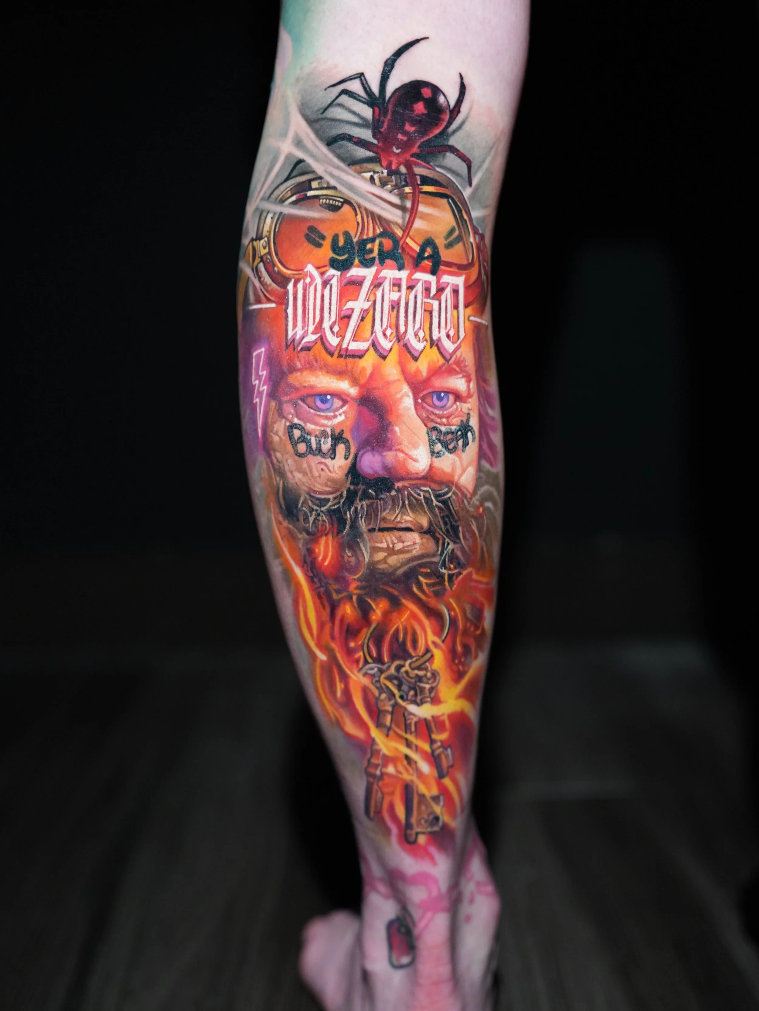 Color realistic graffiti Portrait of Hagrid from Harry potter, Tattooed by Danny Elliott in Denver Colorado. 