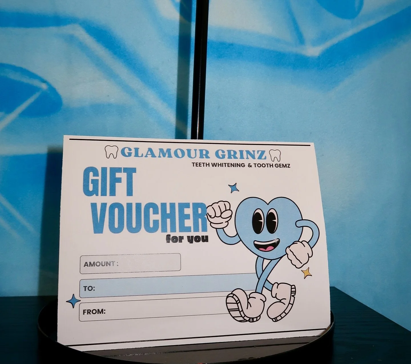 Brighten someone&rsquo;s day with a Glamour Grinz gift voucher &mdash; perfect for anyone you want to see smile a little brighter 🩵

Gift a Teeth Whitening session, Tooth Gemz, or even both! ✌🏼🦷✨

🌟 Perfect for Christmas, birthdays, or any season