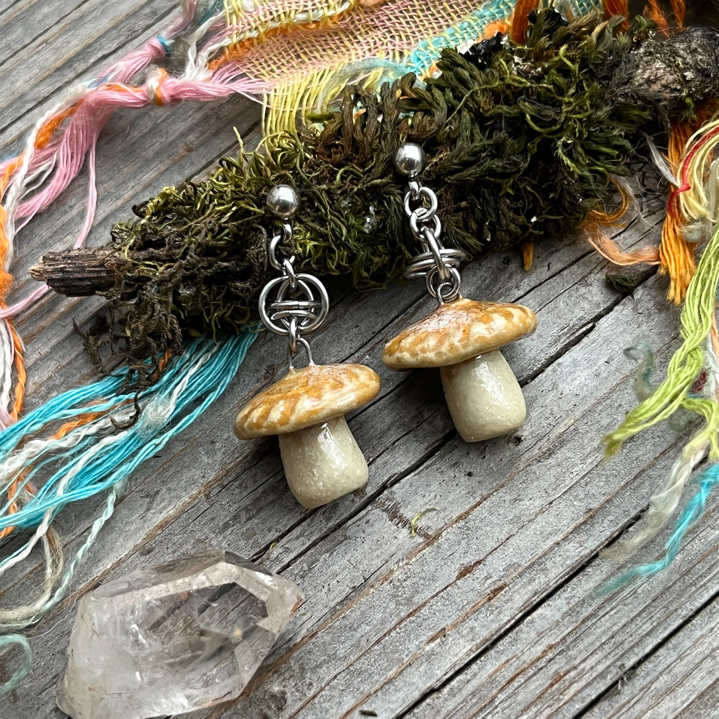 One Dozen Pairs of Mushrooms Chainmaille  Earrings