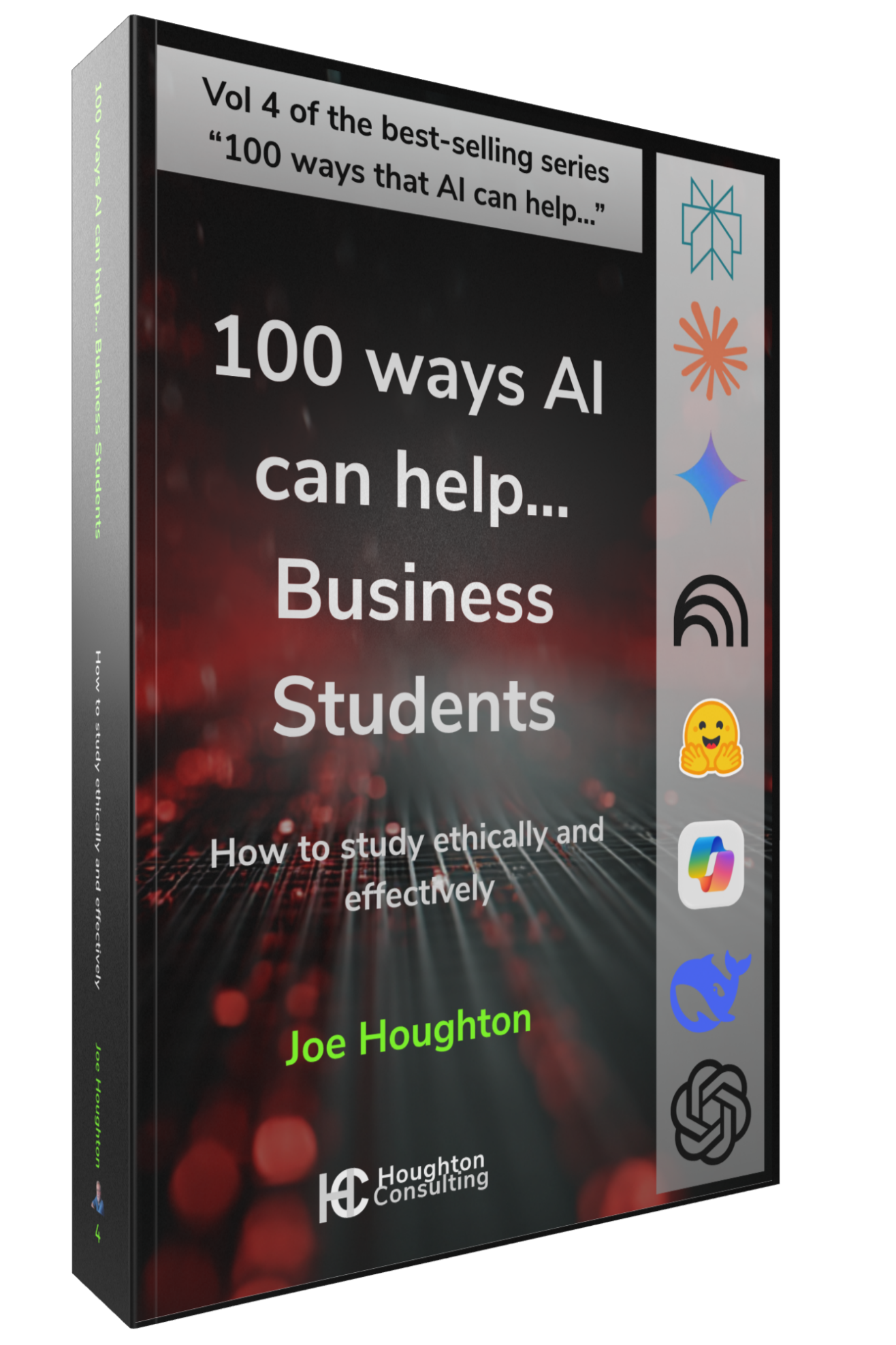 Book cover for 100 ways AI can help... Business Students