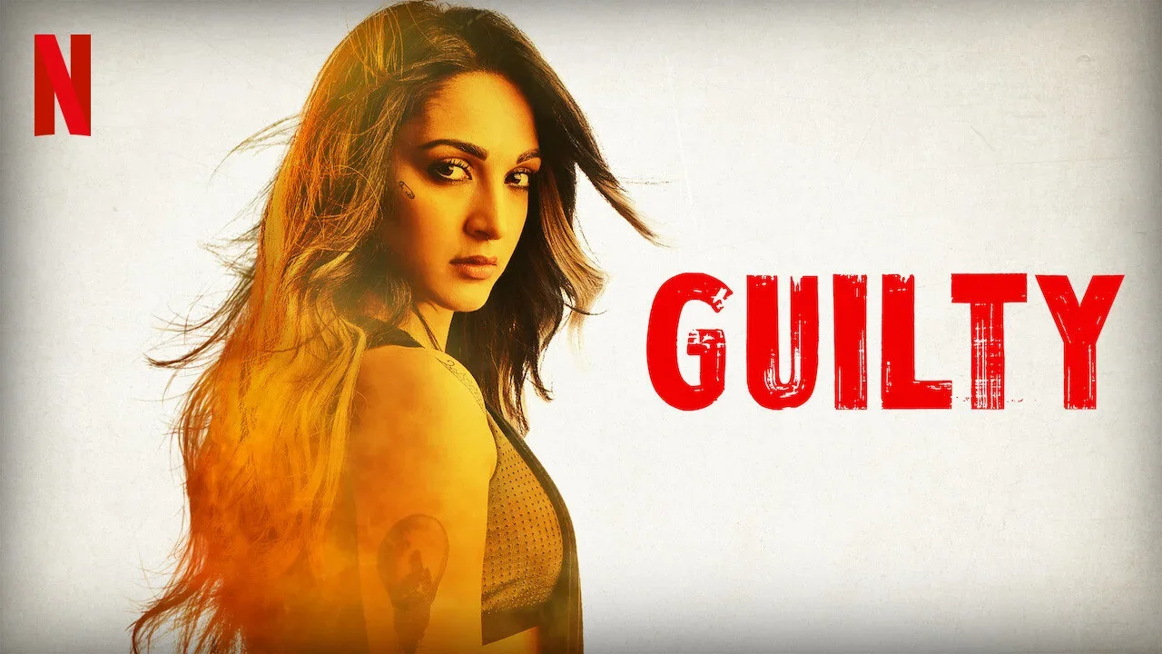A woman with long hair looking over her shoulder, with the word "GUILTY" in large red letters and the Netflix logo in the top left corner.