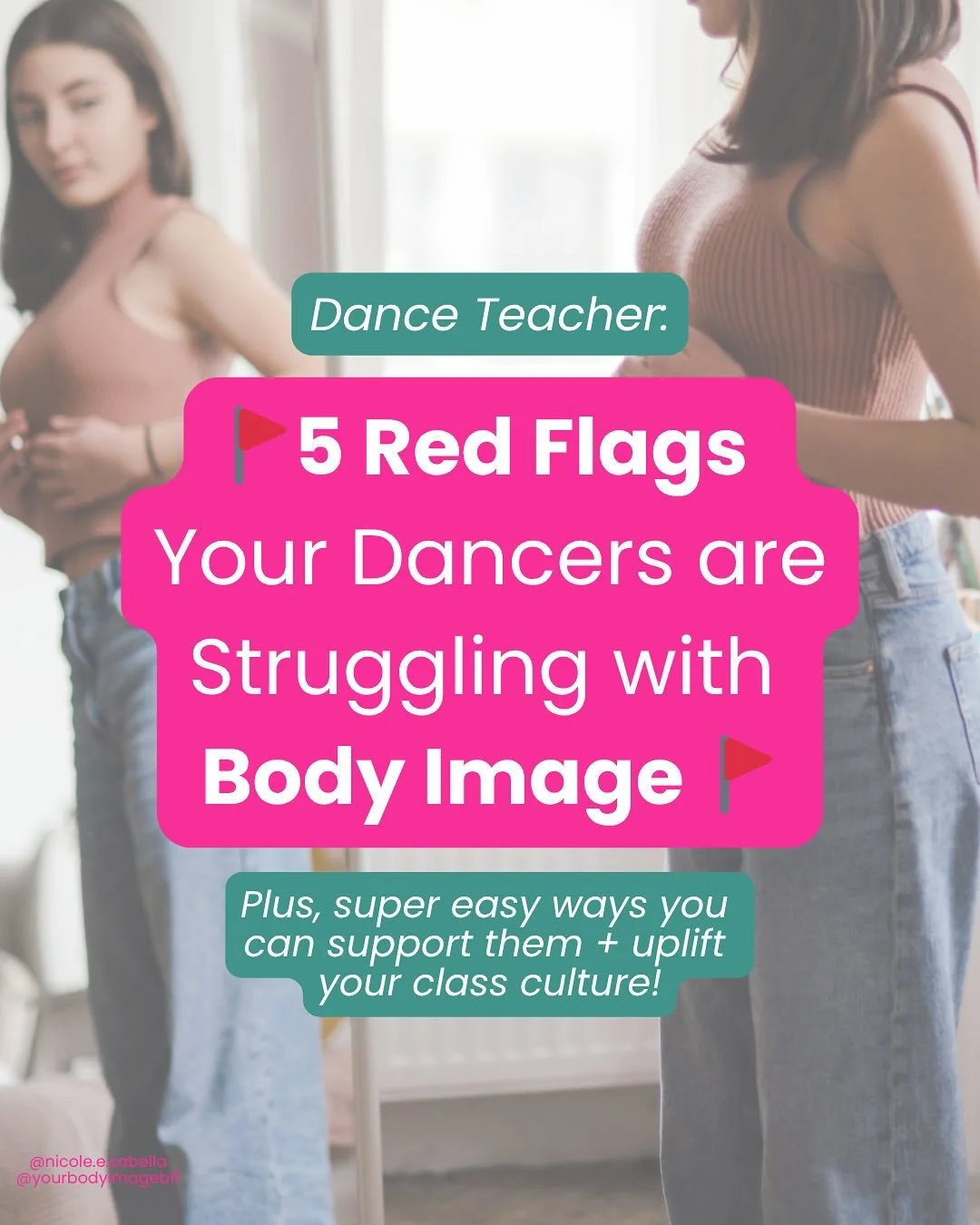 🚩The 6th red flag is down below&hellip; and maybe the most telling👇🏼
&bull;
&bull;
BODY CHECKING:
Your dancers might constantly glance in the mirror, adjust their clothes, or subtly &ldquo;check&rdquo; how their body looks when they move.

💡 Tip: