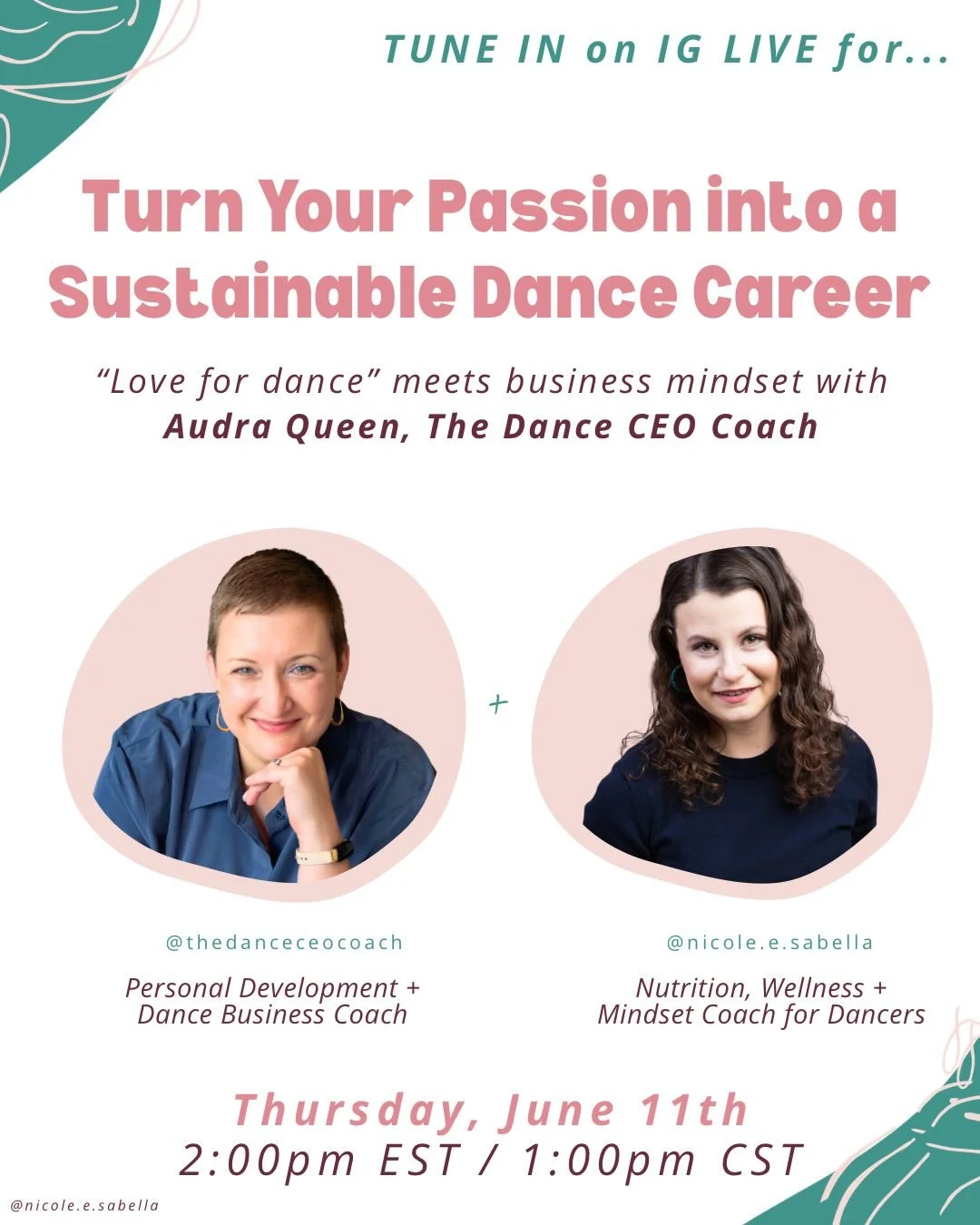 🎙️IG LIVE w. THE DANCE CEO COACH Audra Queen🎙️ If you&rsquo;re a dancer who has ever felt like you should say yes to every opportunity because you&rsquo;re &ldquo;lucky&rdquo; to be asked&hellip;

THIS is the conversation for you!
&bull;
&bull;
I&r