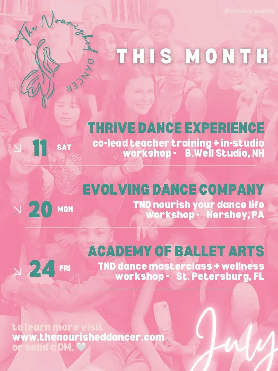 🎉So much to look forward to this month at TND!
&bull;
&bull;
1️⃣ First stop: Co-leading a teacher training and in-studio workshop through @thrivedanceexperience at B. Well Dance Studio in NH.

2️⃣ Second stop: Leading my signature Nourish Your Dance