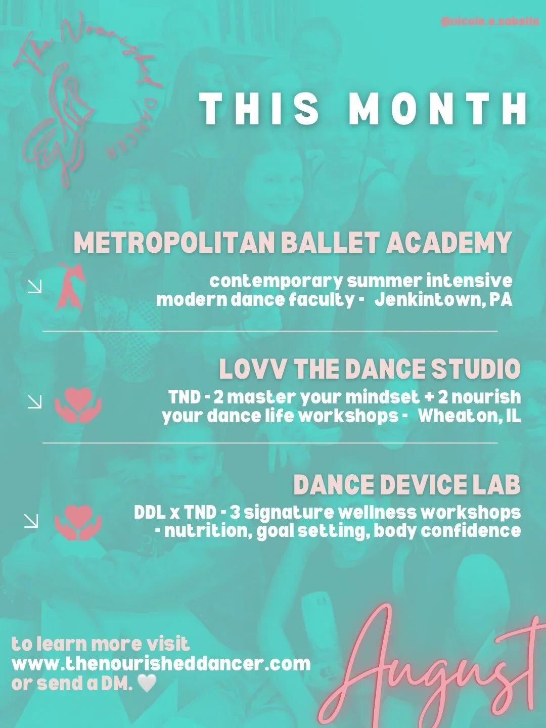 🎉So much to look forward to this August at TND!
&bull;
&bull;
1️⃣ First stop: Teaching Modern Dance for the @metropolitanballetacademy summer intensive in Jenkintown, PA.

2️⃣ Second stop: Leading a series of FOUR virtual Wellness Workshops at @lovv