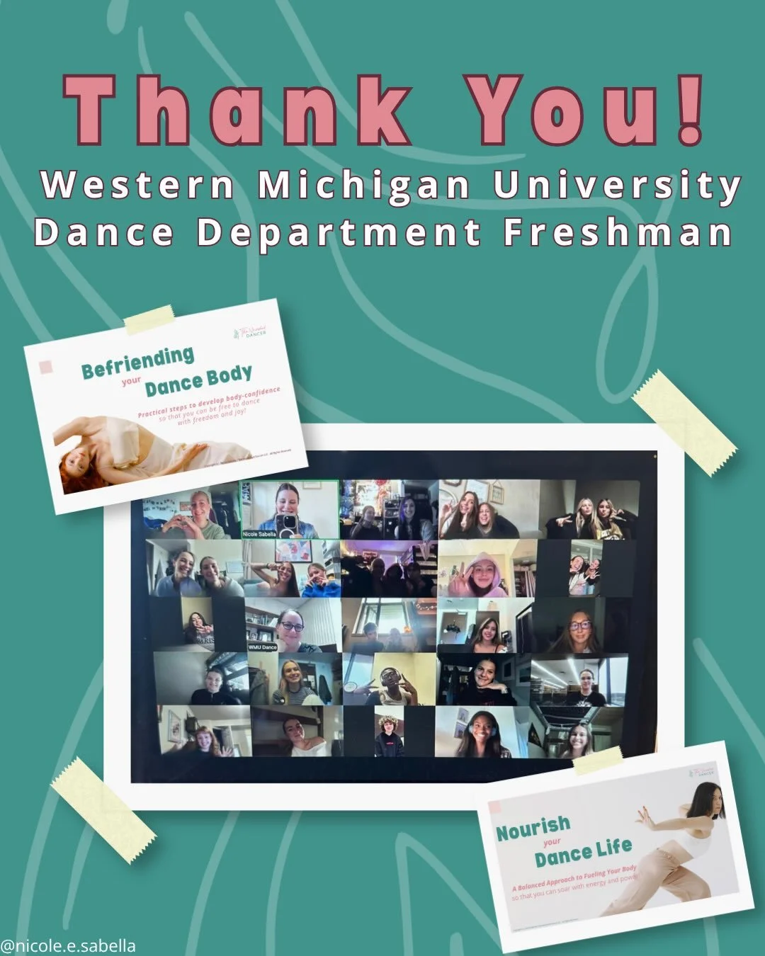 🙌🏼For the past six years I&rsquo;ve had the honor of welcoming the WMU freshman dancers into their college dance experience with two important dancer wellness workshops&hellip;
&bull;
&bull;
First, I must thank their incredible professor, Megan Sla