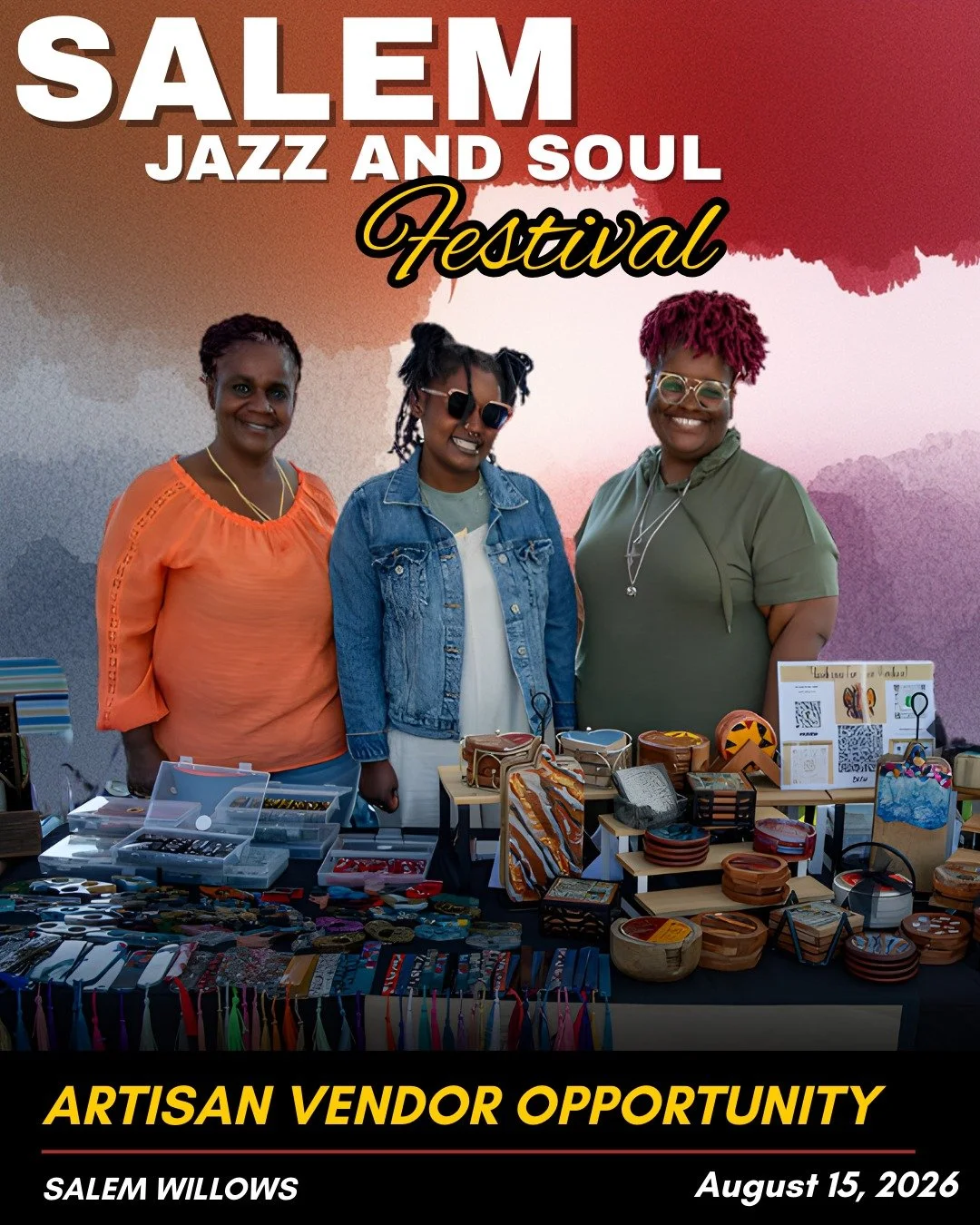 Vendor applications are officially open!

Looking for talented artisans and makers to join our 19th Annual Festival on Saturday, August 15, 2026 at Salem Willows.This is your opportunity to share your craft with 7,500+ music lovers in one of the Nort