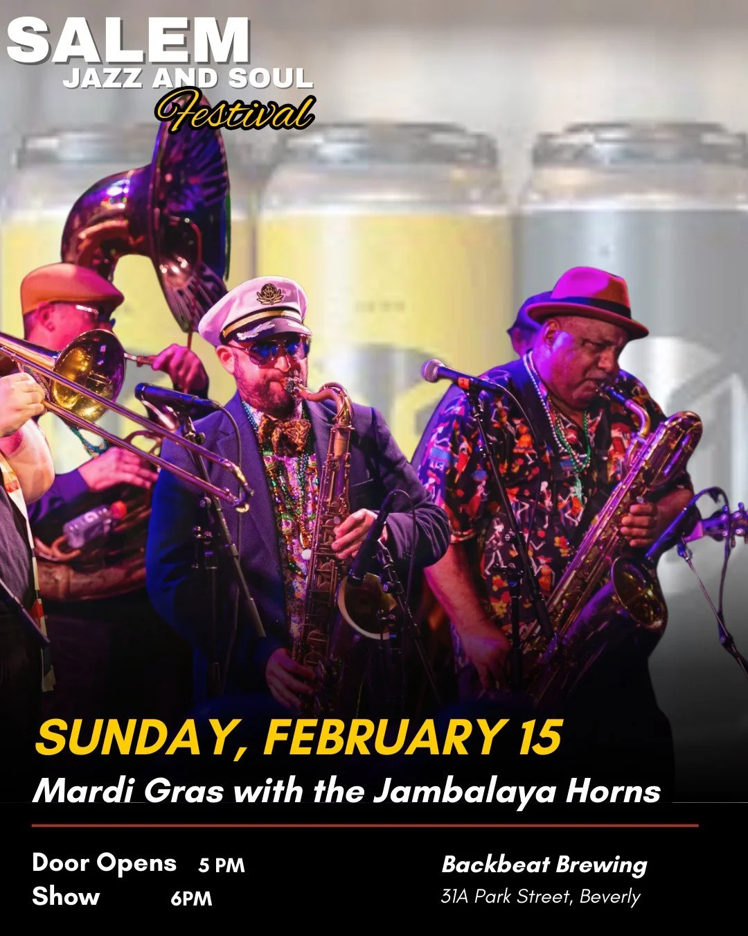 This Sunday: New Orleans takes over Beverly 🎺

Henri Smith and The Jambalaya Krewe are bringing Mardi Gras to Backbeat Brewing&mdash;and your ticket keeps live music FREE on the North Shore.

📅 Sunday, February 15
📍 Backbeat Brewing, 31A Park Stre