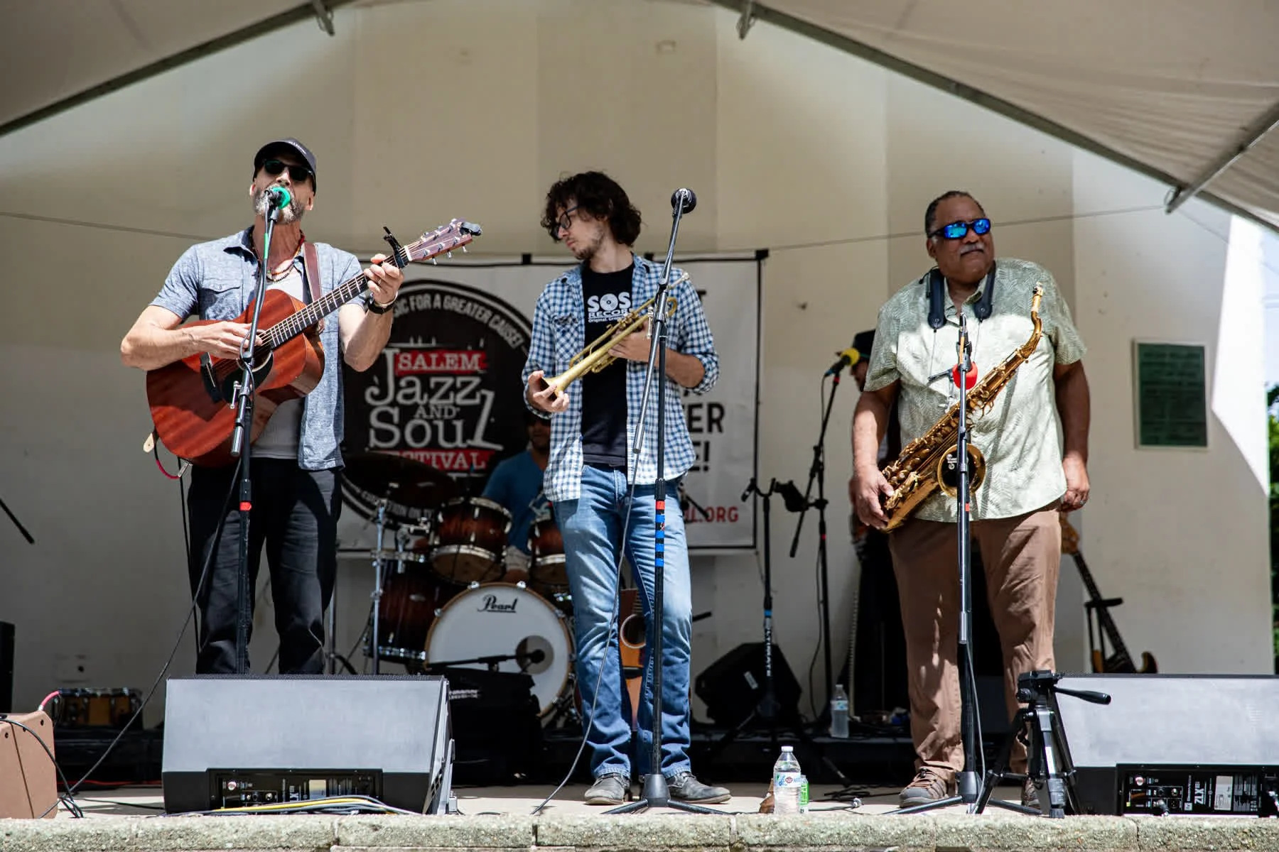 Wood &amp; Bone performs on the Salem Willows main stage during the Salem Jazz and Soul Festival 2026.