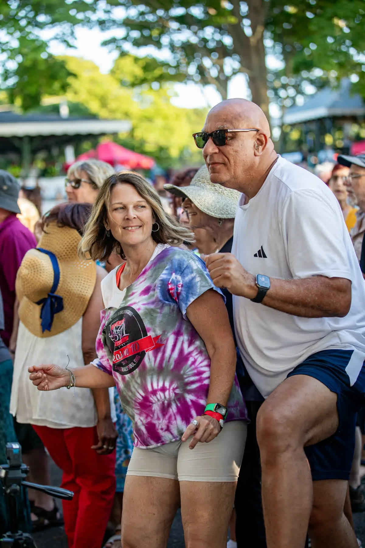 Festivalgoers dance near the main stage during the Zydeco Hellraisers’ closing set at Salem Willows.