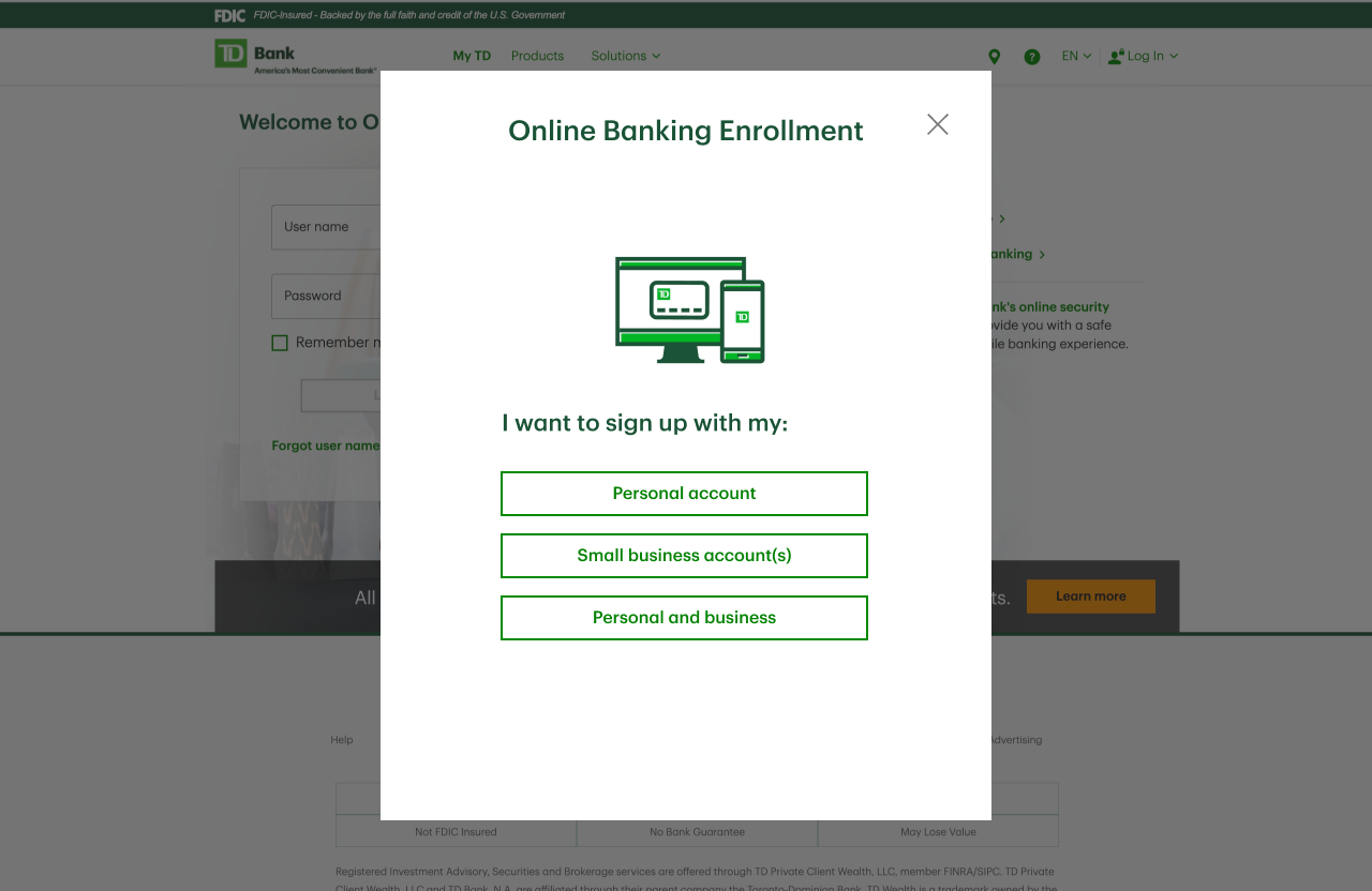 Enrollment Account Type Selector