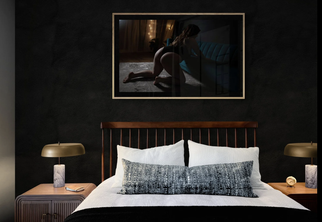 Handcrafted Canadian metal wall art in a Calgary boudoir studio, reflecting confidence, self-love, and empowerment
