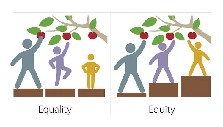 Image of the difference between equality and equity