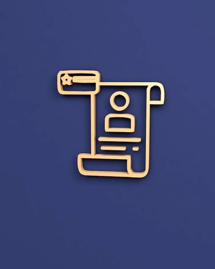 A gold icon on a blue background representing the private membership space of the Not Winging it leadership club.