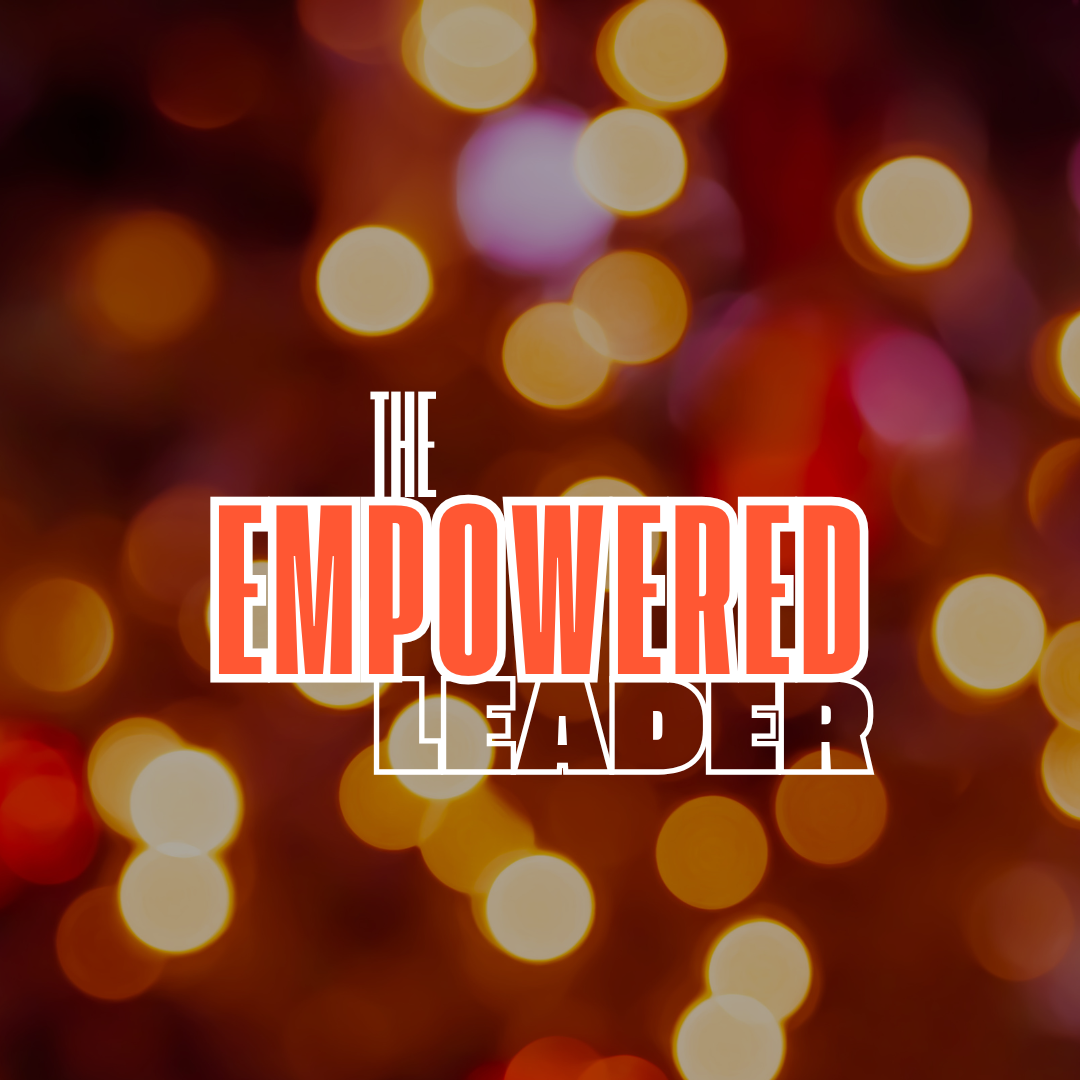 The Empowered Leader logo in front of a background of multicoloured blurred dots