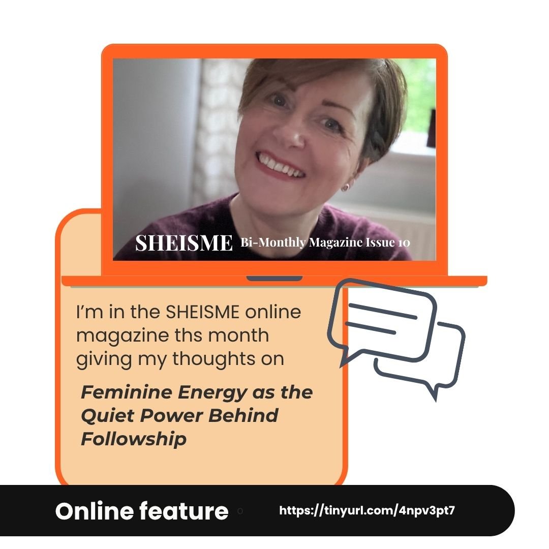 Image of Sharon Smith announcicng she is featuring in a magazine called SHEISME with an article called Feminine Energy as the Quiet Power Behind Followship