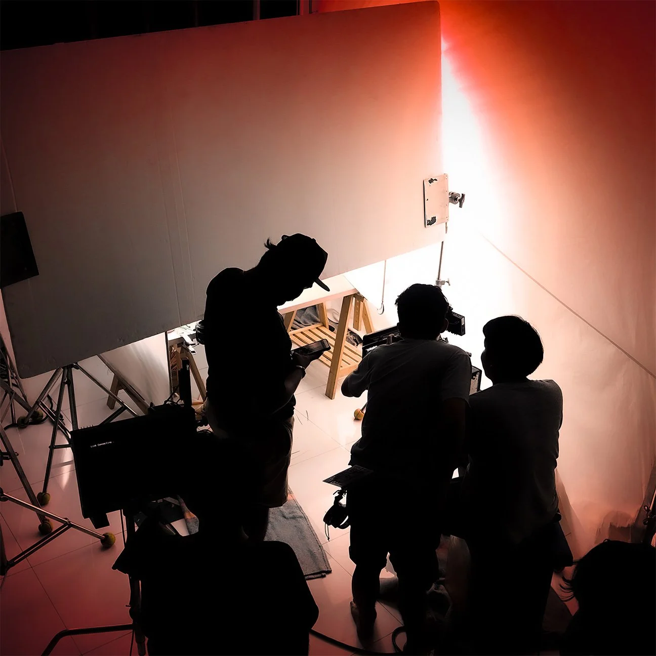 behind the scene of a video production. ardist team is at the studio