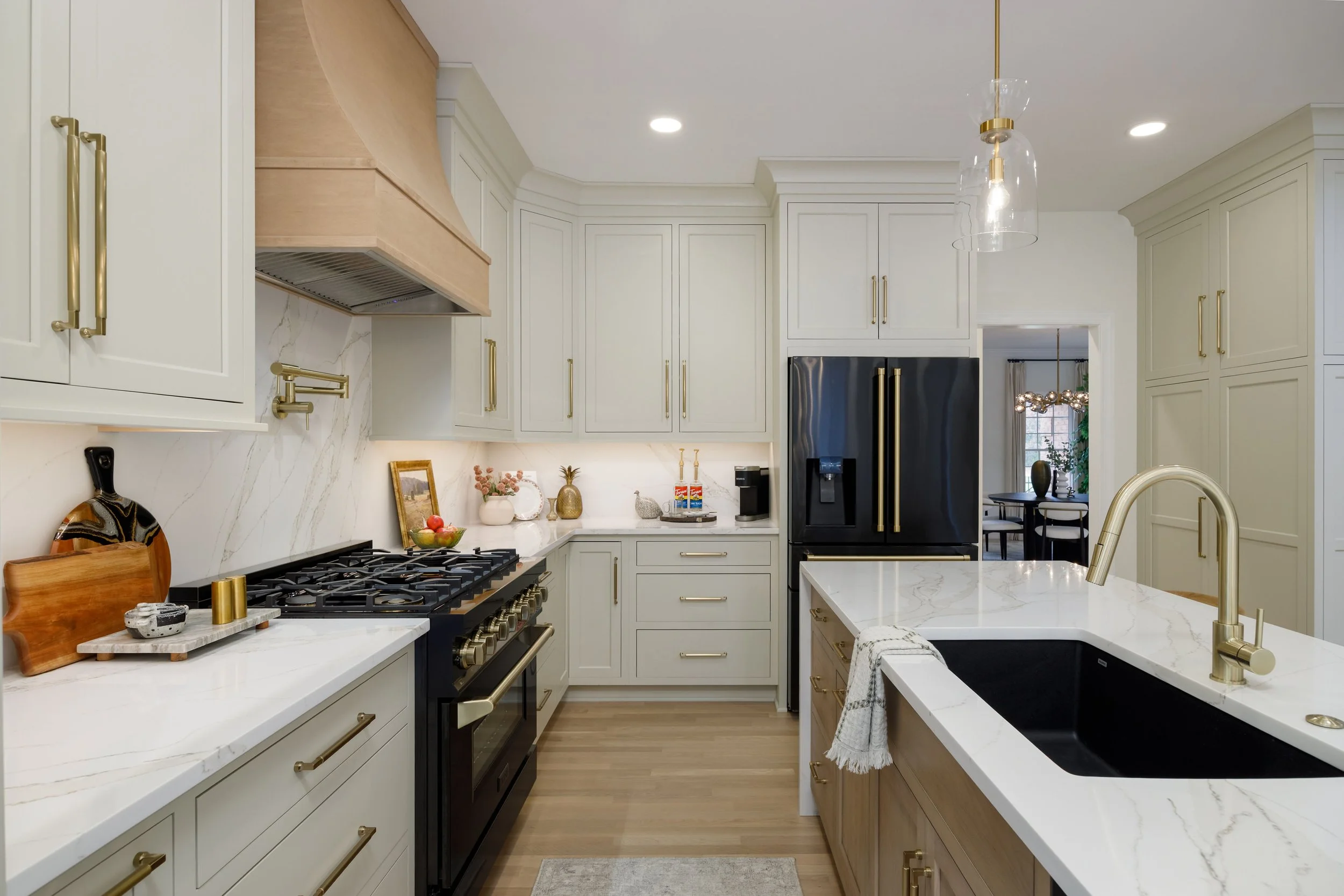 Kitchen with inset cabinetry 