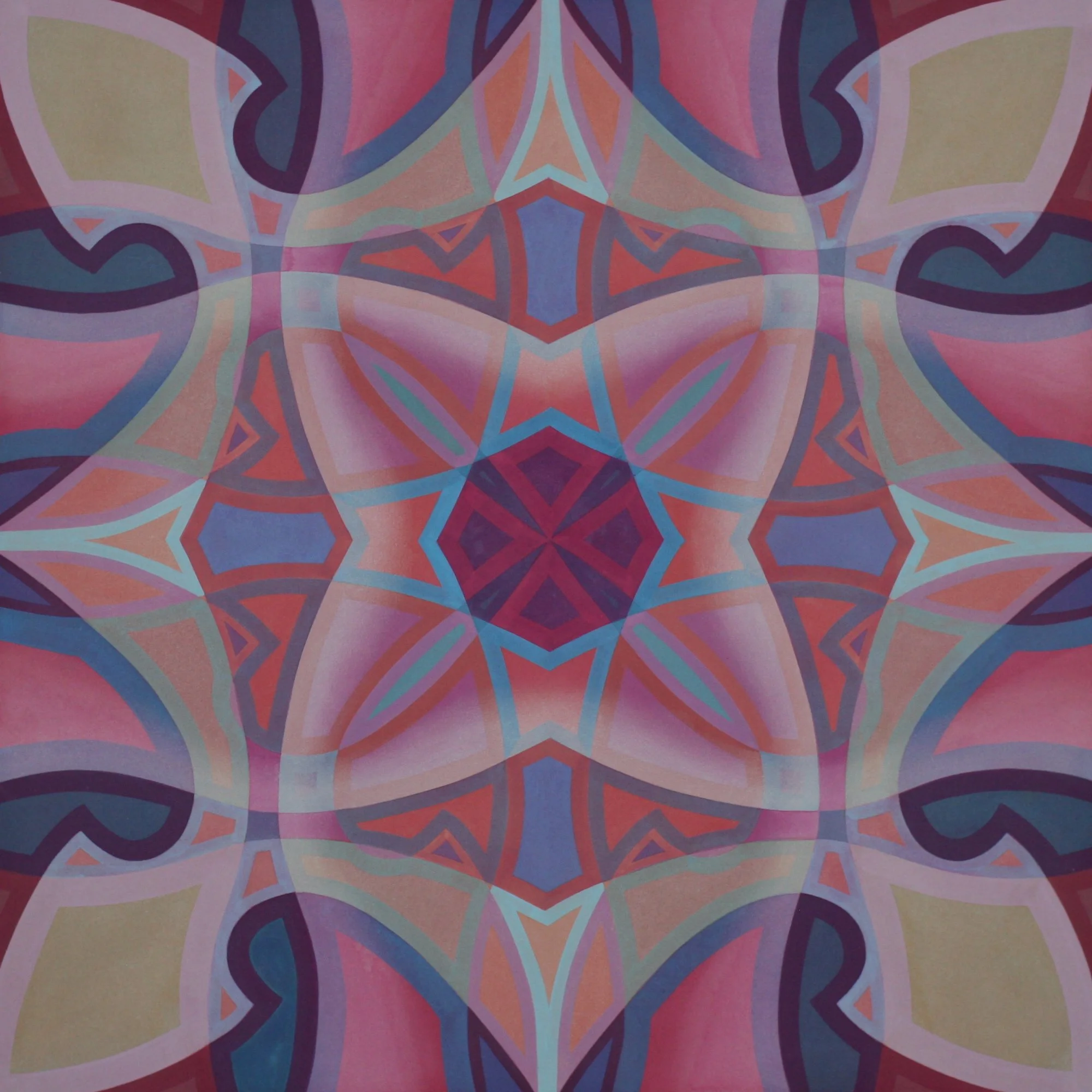 Toward I, acrylic and watercolor on muslin, 46x46 in
