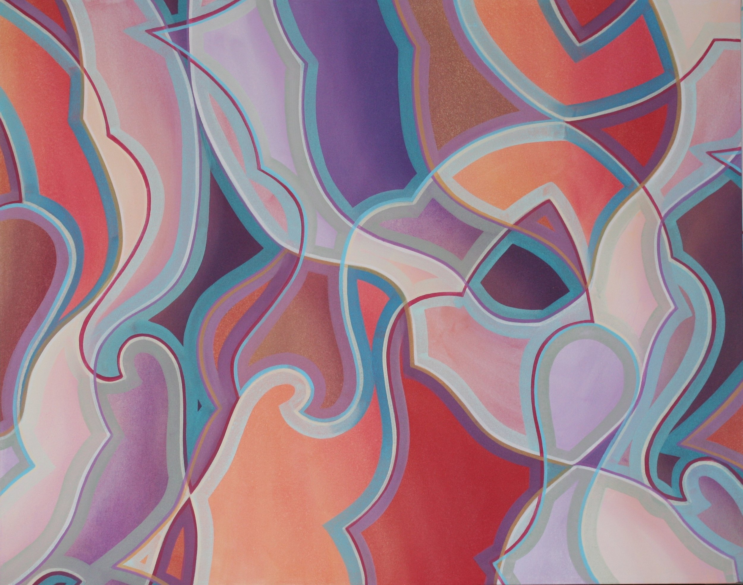 Between XIII, acrylic and watercolor on muslin, 24x30 in