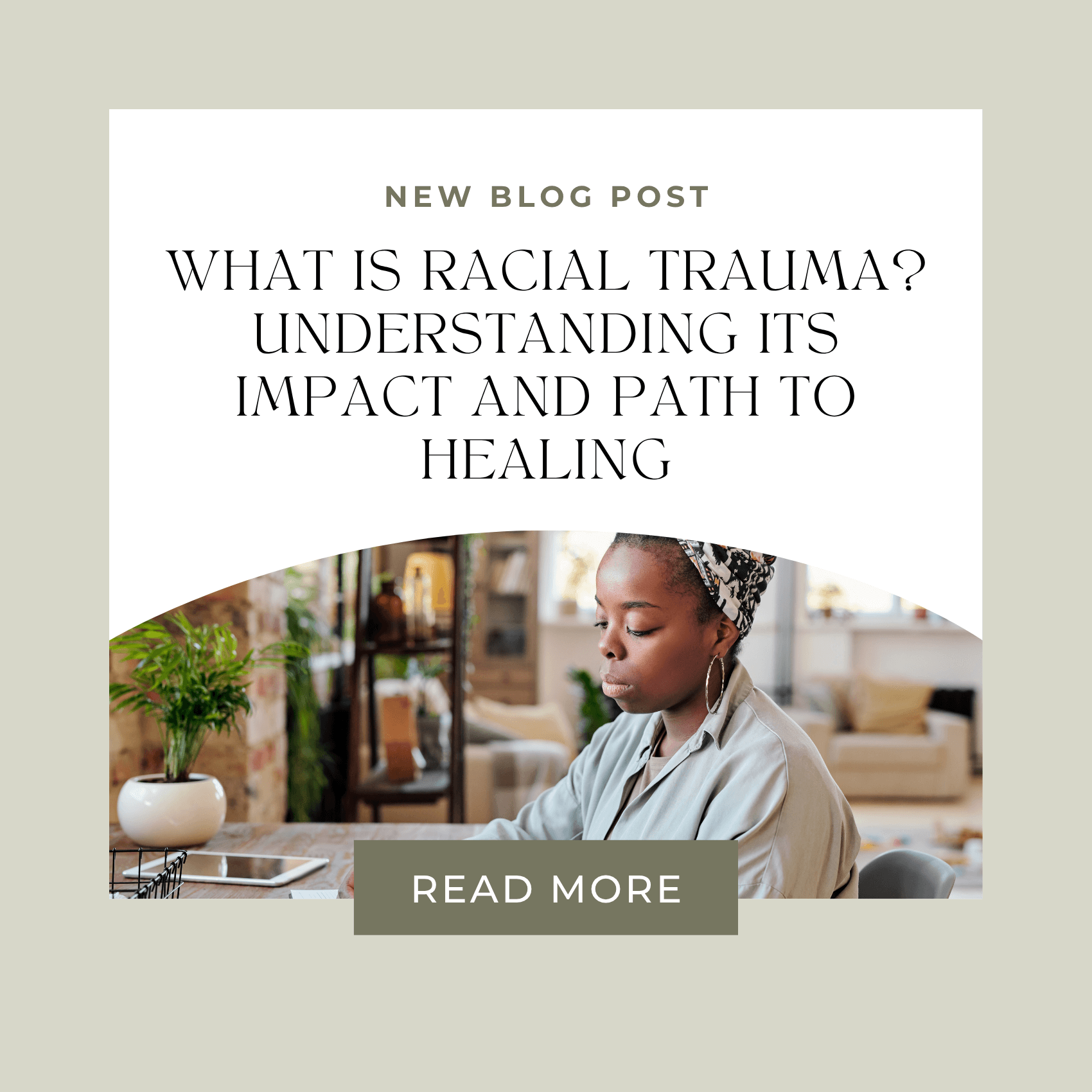 Woman contemplating emotional impact of racial trauma. "What Is Racial Trauma - Understanding Its Impact and Path to Healing"
