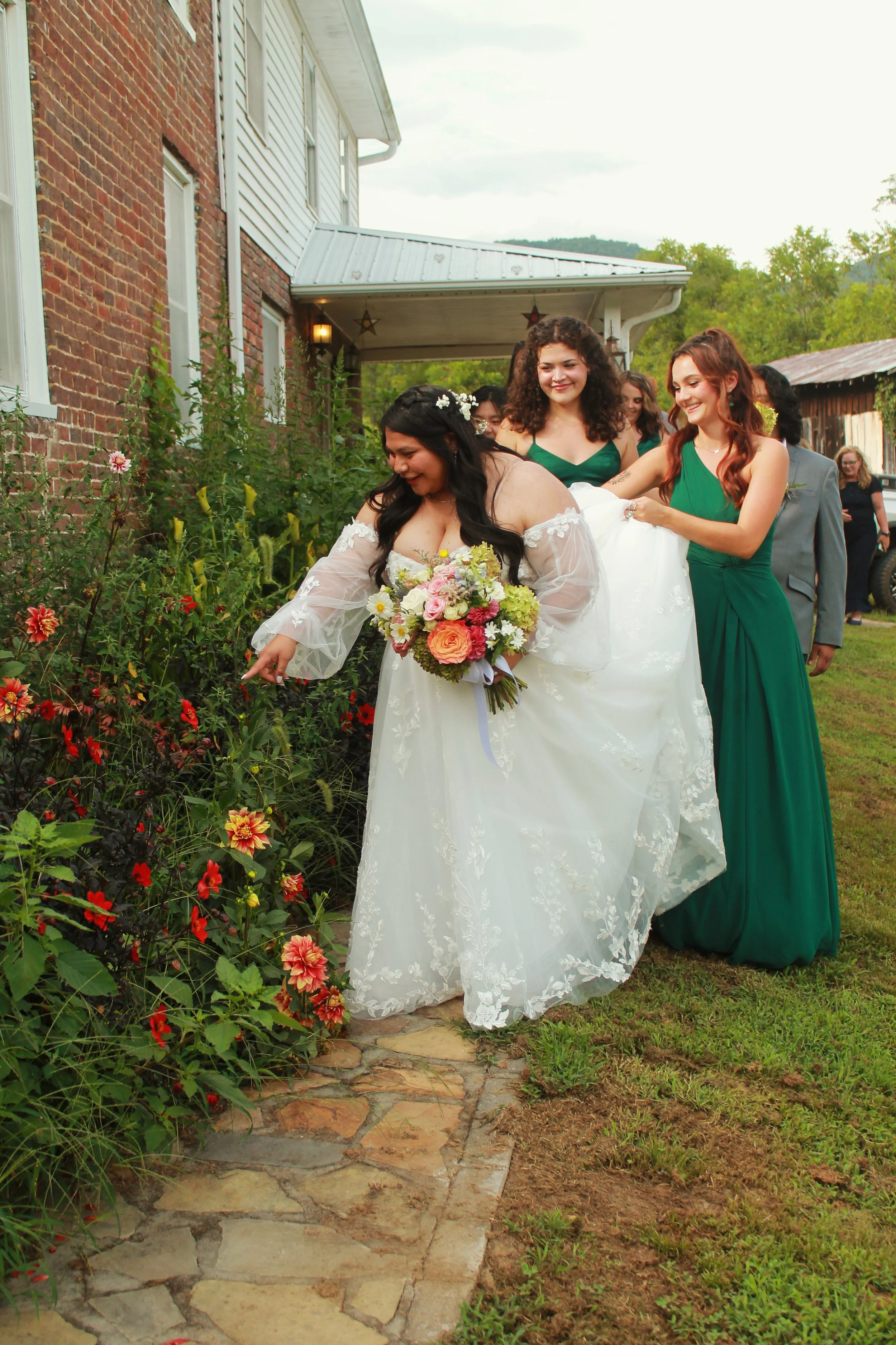 Beautiful Bride with Bridesmaids Aesthetic With Flowers
