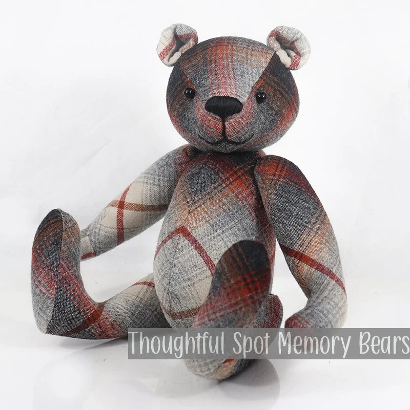 special order for Jenein - medium standard bear made using wool flannel shirts © 2026
