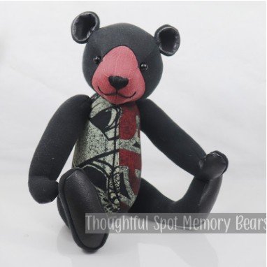  special order for Desiree - medium standard bear made using a hooded sweatshirt, denim jacket, and leather vest © 2025