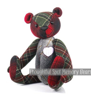 special order for Kelli - medium standard bear made using wool flannel shirts © 2025