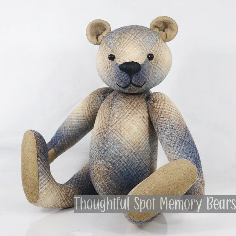 special order for Jenein - medium standard bear made using wool flannel shirts © 2026