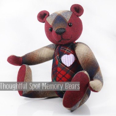 special order for Kelli - medium standard bear made using wool flannel shirts © 2025