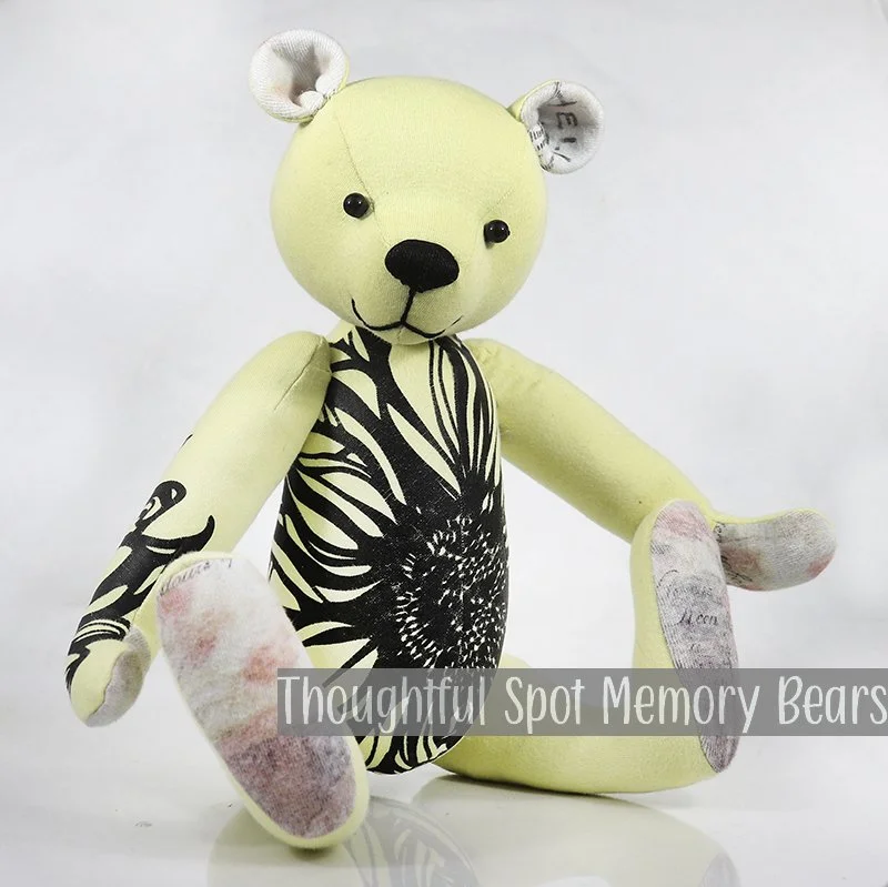 special order for Sarah - medium standard bear made using a favorite t-shirt © 2026