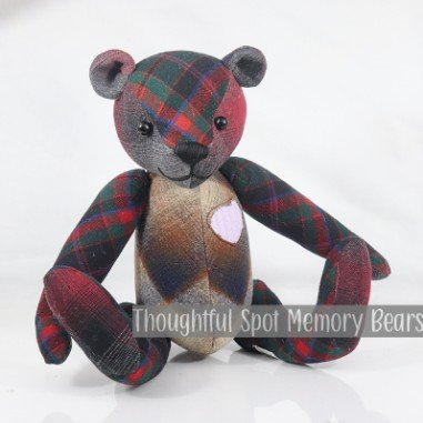 special order for Kelli - medium standard bear made using wool flannel shirts © 2025