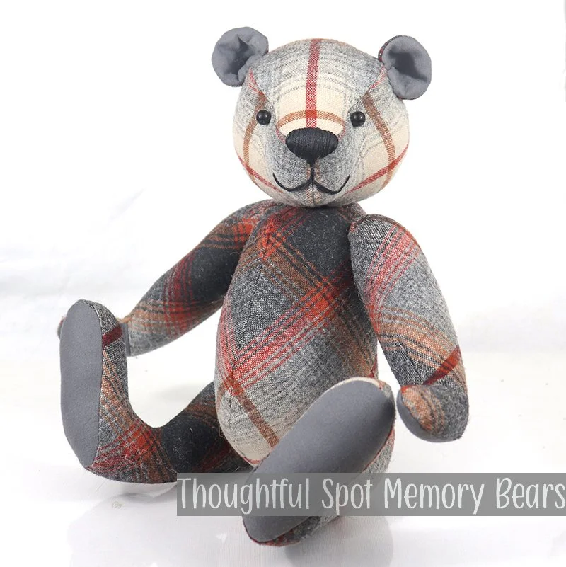 special order for Jenein - medium standard bear made using wool flannel shirts © 2026
