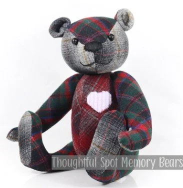 special order for Kelli - medium standard bear made using wool flannel shirts © 2025