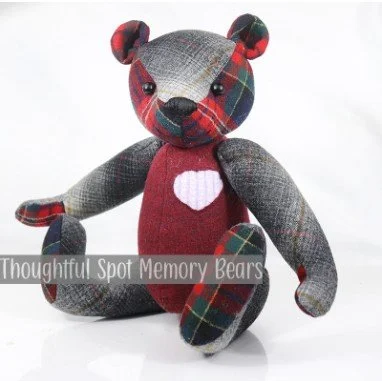 special order for Kelli - medium standard bear made using wool flannel shirts © 2025
