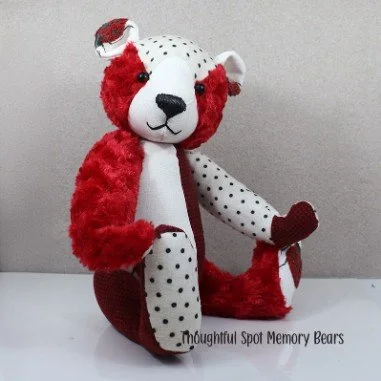 special order for Kathi - large standard bear made using ladybug theme fabrics © 2024