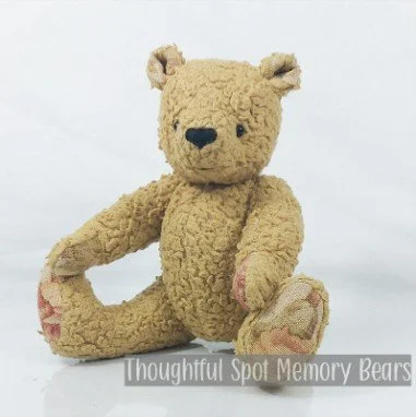 small Pooh bear - standard bear made with a blanket and upholstery sample  © 2025