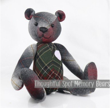 special order for Kelli - medium standard bear made using wool flannel shirts © 2025