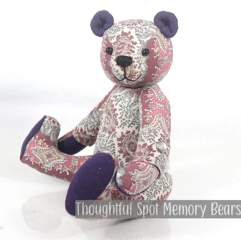 gift for Tammy - small standard bear made using a sentimental dress shirt, added button cuffs © 2026
