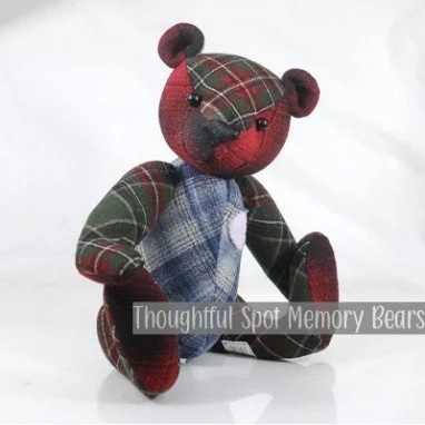 special order for Kelli - medium standard bear made using wool flannel shirts © 2025