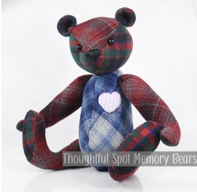 special order for Kelli - medium standard bear made using wool flannel shirts © 2025
