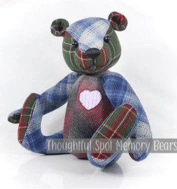 special order for Kelli - medium standard bear made using wool flannel shirts © 2025
