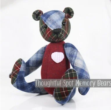 special order for Kelli - medium standard bear made using wool flannel shirts © 2025